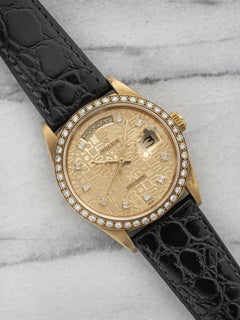 Vintage 1986 Rolex Day-Date 18048 18K YG Anniversary Diamond Dial Auto 36mm