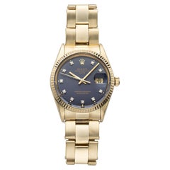 Vintage 1986 Rolex Oyster Perpetual Date 15037 14K YG Purple Diamond Auto 34mm