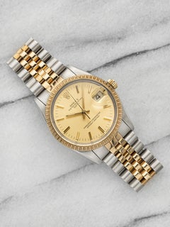 Vintage 1986 Rolex Oyster Perpetual Date 15053 Two-Tone Champagne Dial Auto 34mm