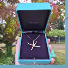 Vintage 1986 Tiffany & Co. Elsa Peretti Diamond Starfish 18k Gold Necklace