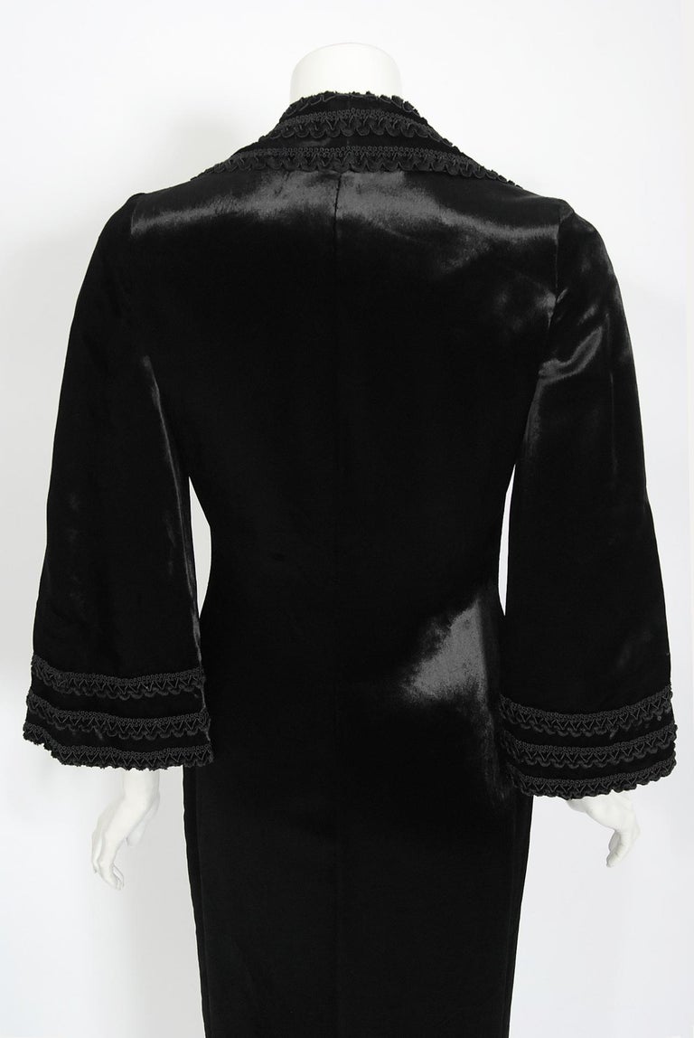 Vintage 1986 Yves Saint Laurent Haute Couture Black Embroidered Pony Hair Jacket For Sale 7