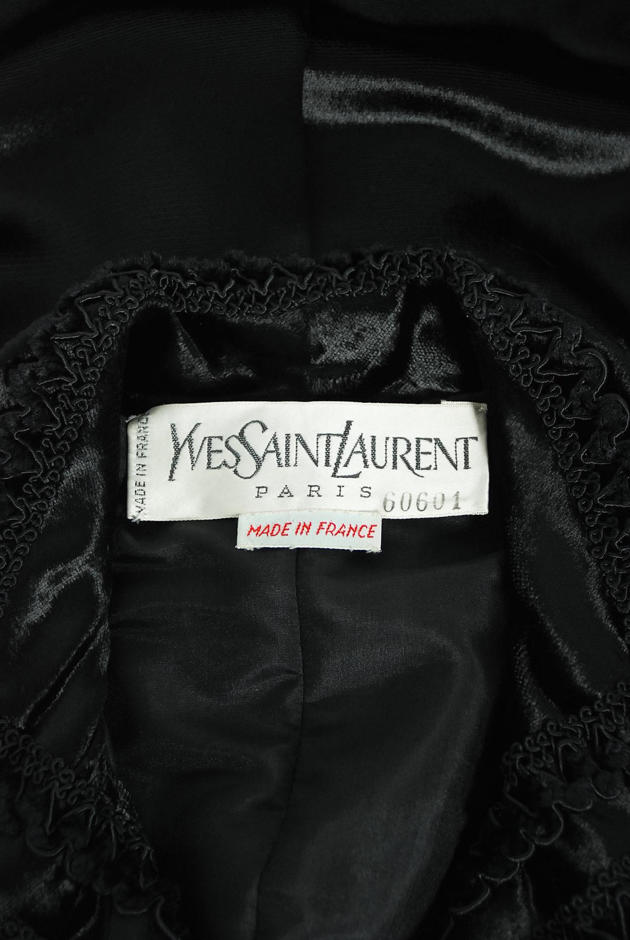 Vintage 1986 Yves Saint Laurent Haute Couture Black Embroidered Pony Hair Jacket 8