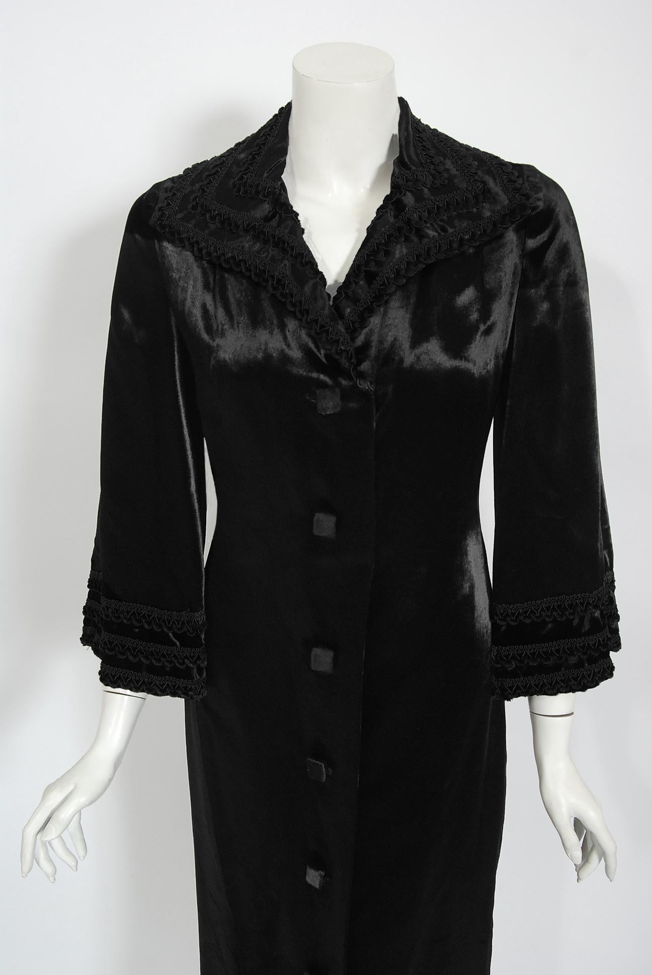 Breathtaking Yves Saint Laurent Haute-Couture numbered jacket from his iconic 1986 Fall-Winter collection.  The fabric is a luxurious silk-lined pony hair with bold embroidered silk-cord trimming. This beauty is insanely chic with it's nod to