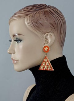 Vintage 1987 BILLY BOY "Fraternity Goon" Enamel Triangle Drop Earrings