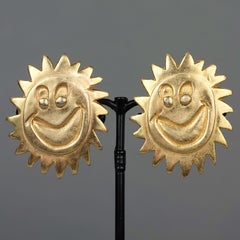 Boucles d'oreilles vintage BILLY BOY SURREAL Bijoux Smiley Sun Face, 1987