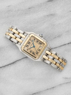 Cartier Panthère 187949 vintage de 1987, bicolore, cadran romain couleur crème, mouvement à quartz, 27 mm