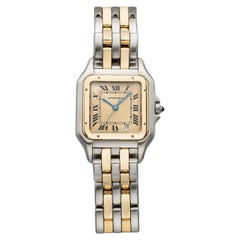 Cartier Panthère 187949 vintage de 1987, bicolore, cadran romain couleur crème, mouvement à quartz, 27 mm