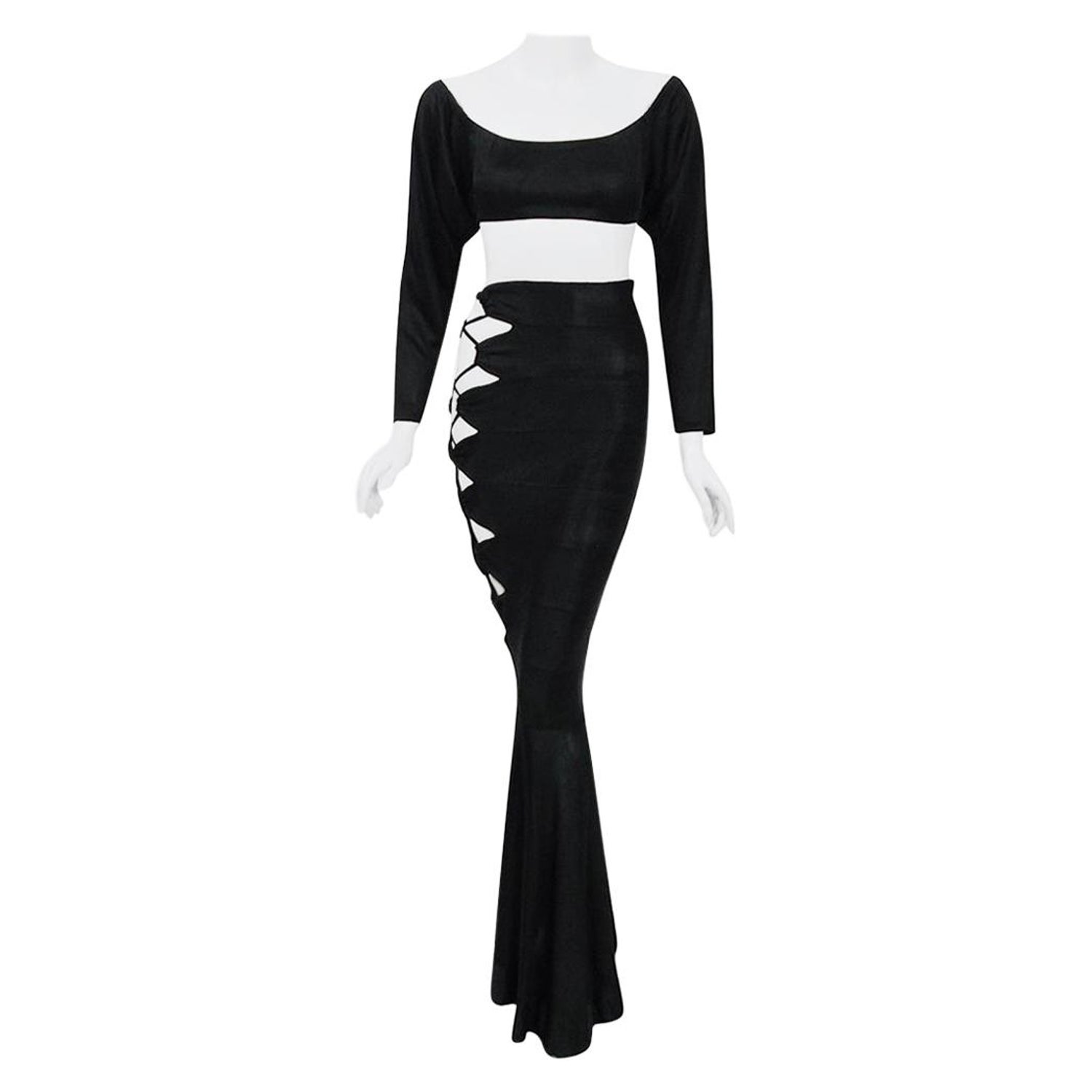 Vintage 1987 Cher Witches Of Eastwick Movie Worn Alaia Lace Up Skirt And Crop Top For Sale At 1stdibs