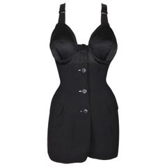 Vintage 1987 Jean Paul Gaultier Black Cone Bra Tunic Top