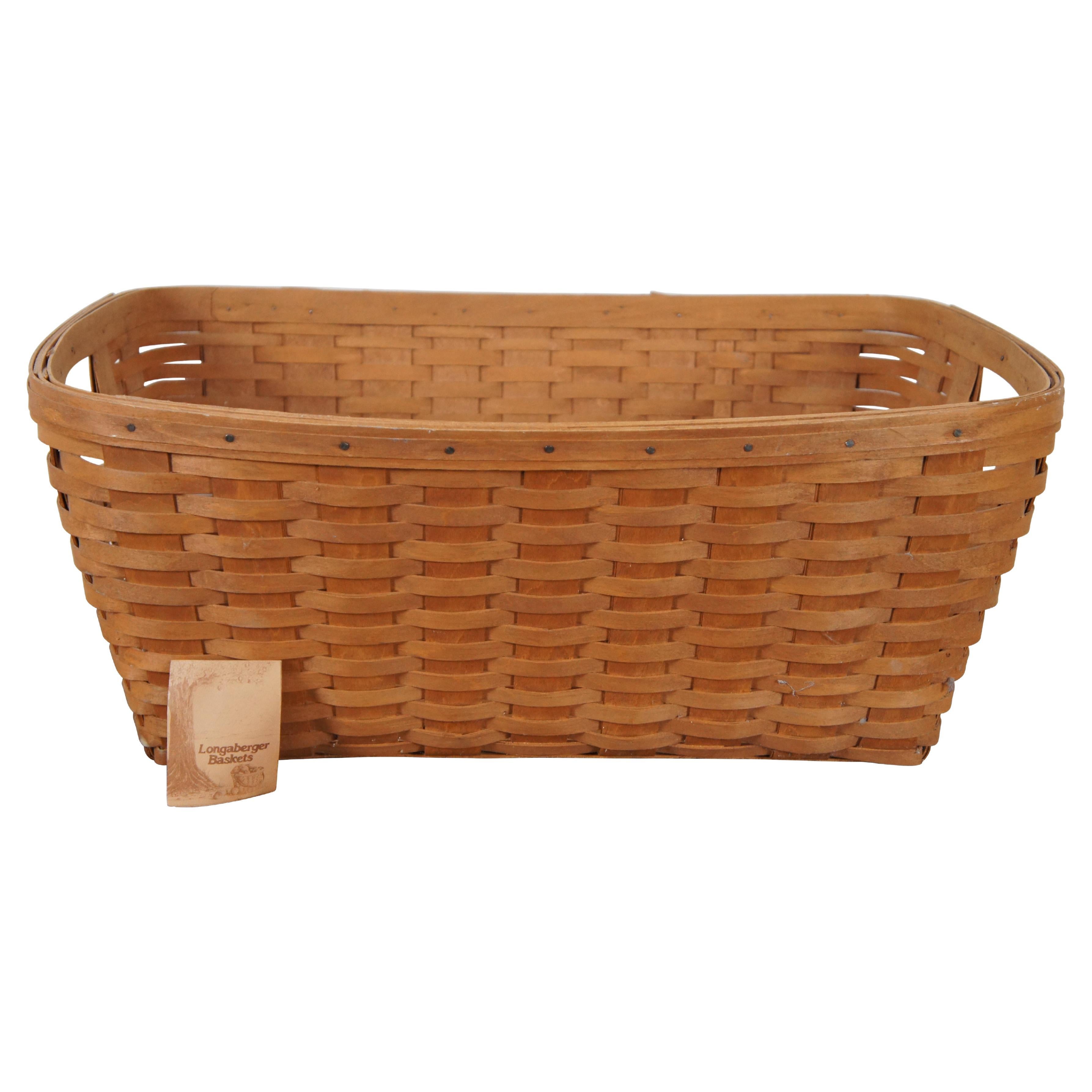Vintage 1987 Longaberger Laundry Basket Maple Wicker Woven Handle 24”