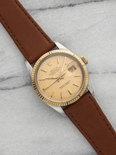 Rolex Datejust 16013 de 1987, de dos tonos, con esfera color champán y textura de lino, automático, 36 mm