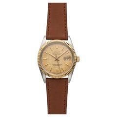 Rolex Datejust 16013 de 1987, de dos tonos, con esfera color champán y textura de lino, automático, 36 mm
