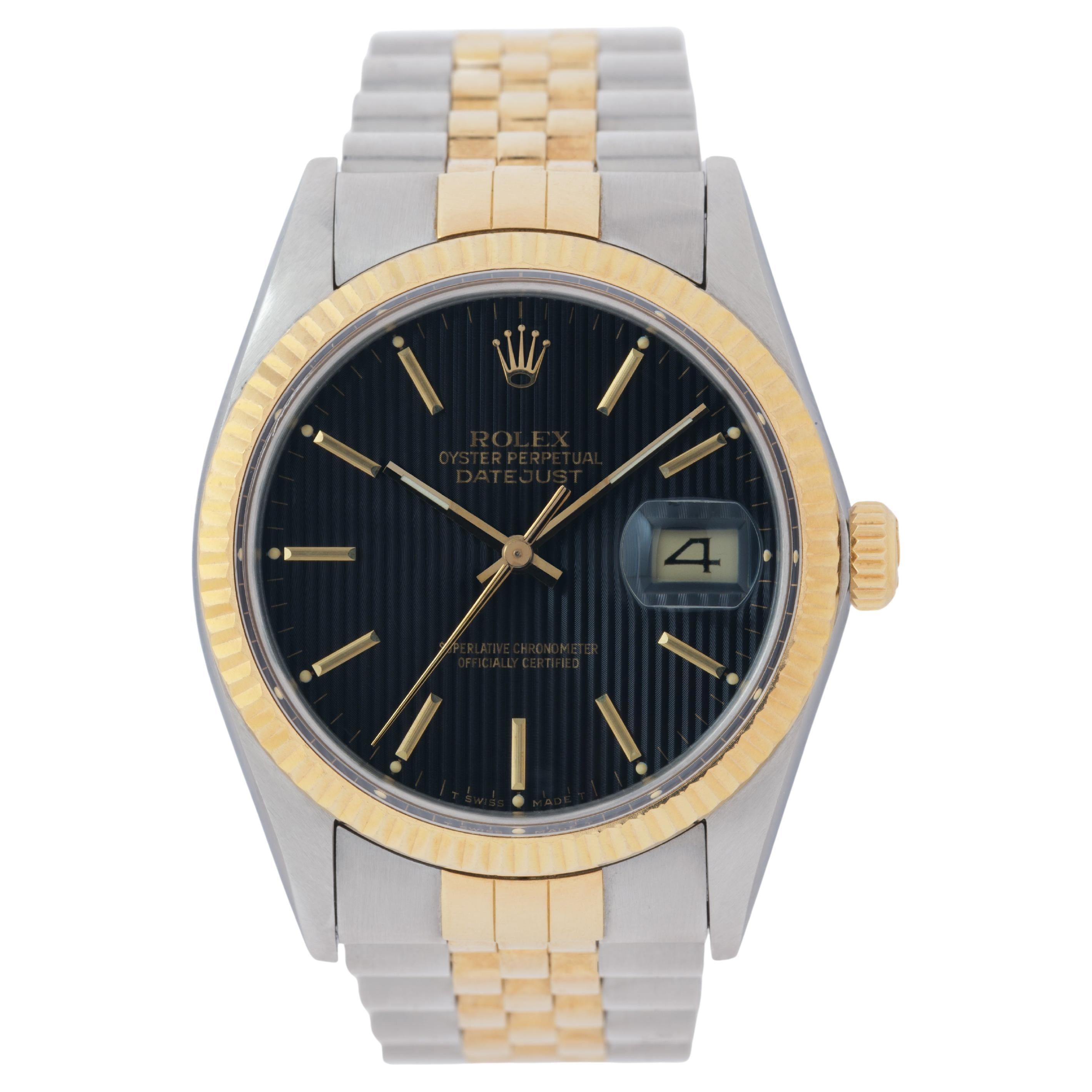 Rolex DateJust d
epoca 1987 Raro quadrante nero con arazzo DateJust Modello 1601 in vendita