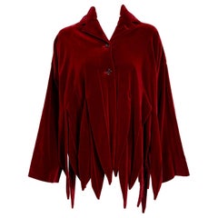 Vintage 1987 Romeo Gigli Museum-Held Red Velvet Jester Petal Swing Coat Jacket