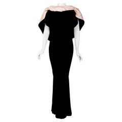 Vintage 1987 Thierry Mugler Museum-Held Velvet & Satin Bias-Cut Backless Gown