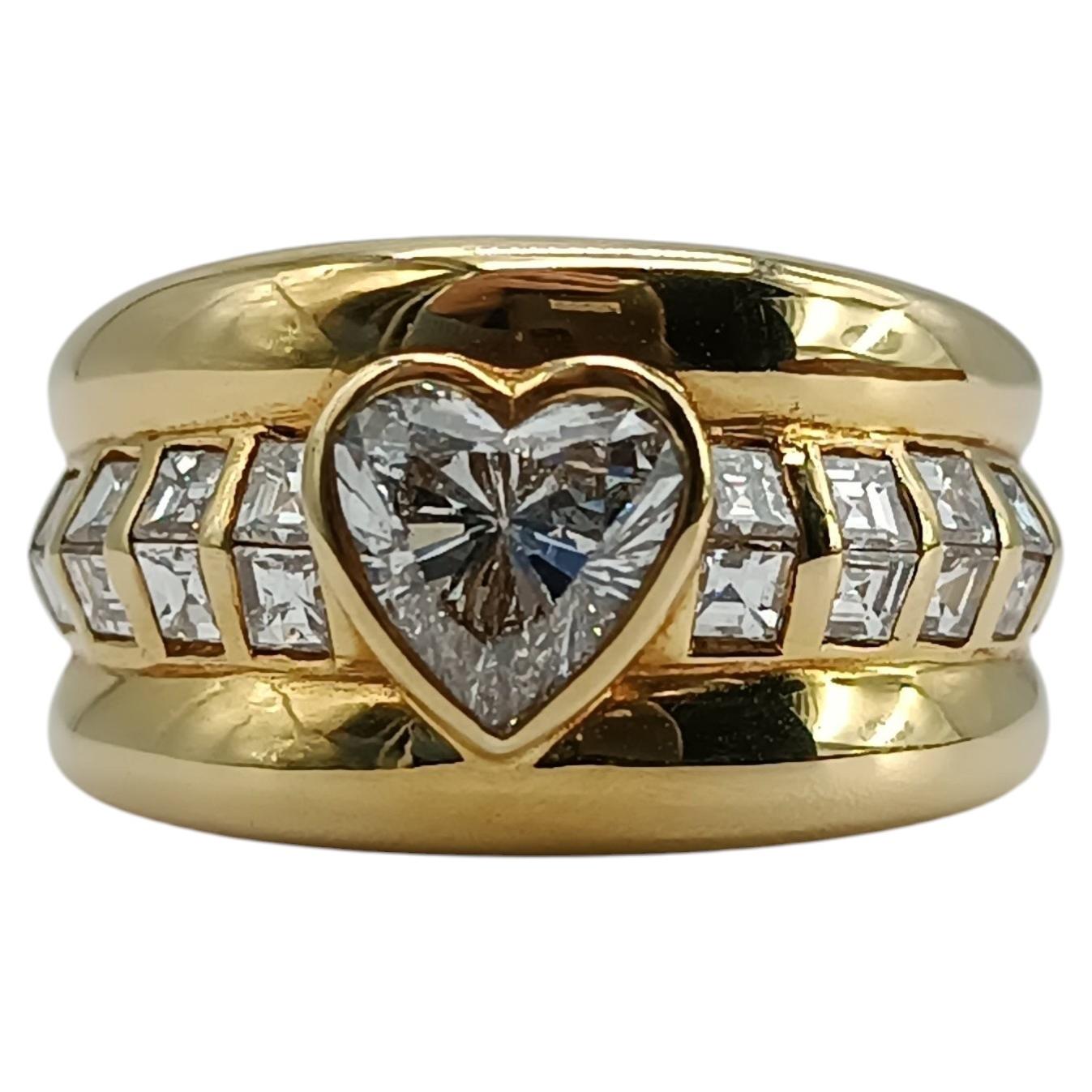 Vintage 1988 Herzförmiger Diamantring aus 18 Karat Gelbgold - insgesamt 1,96 Karat