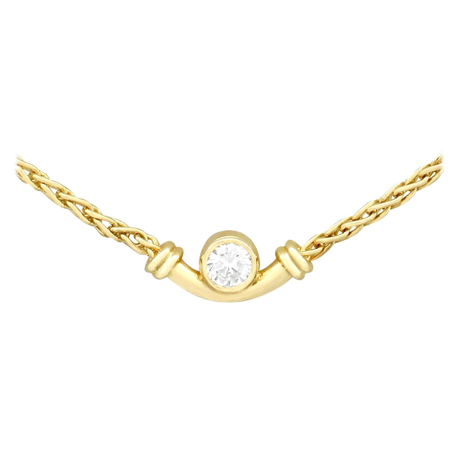 Vintage 1988 Italienische Diamant und Gelbgold Halskette
