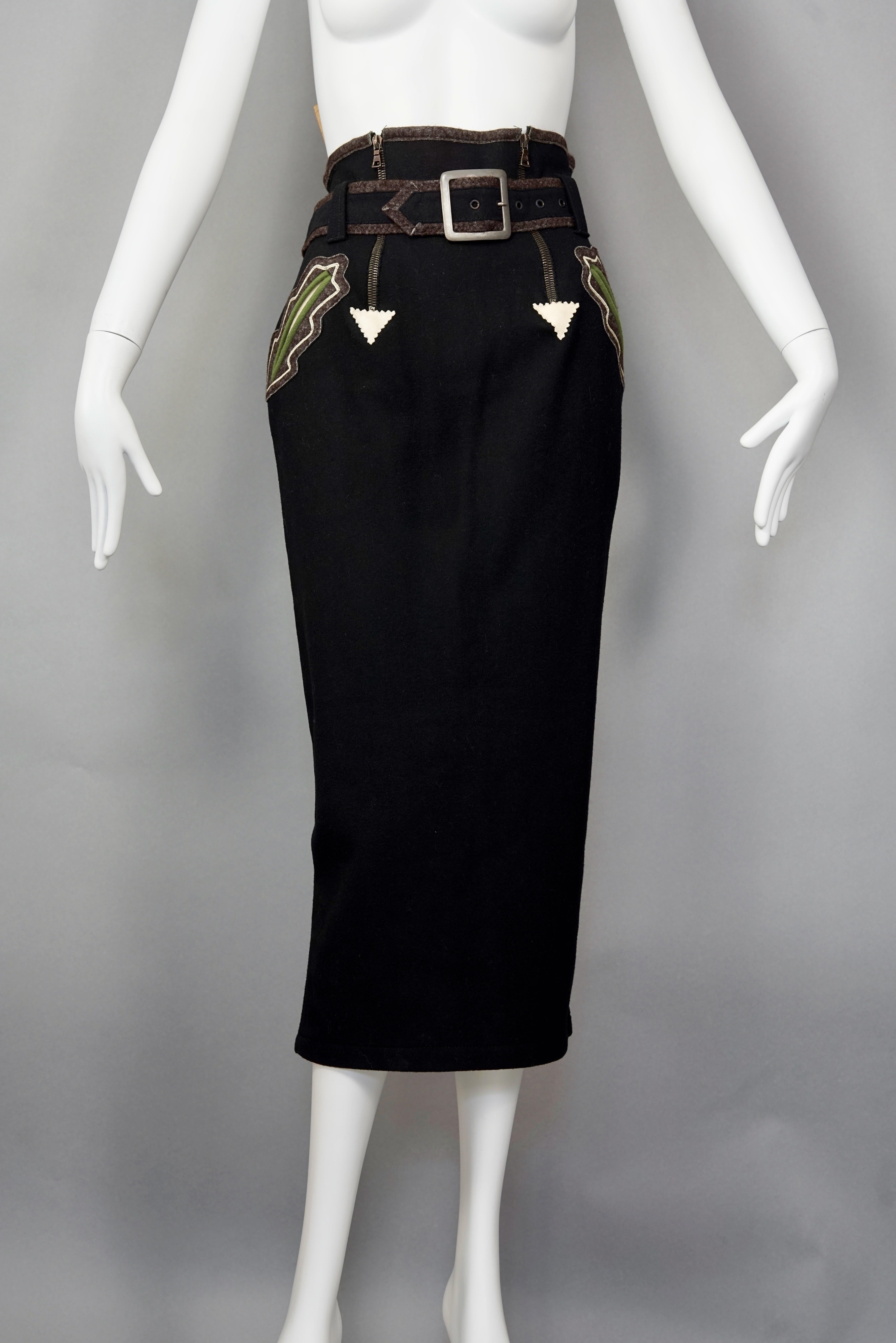 Vintage 1988 JEAN PAUL GAULTIER High Waist Belted Skirt In Excellent Condition For Sale In Kingersheim, Alsace