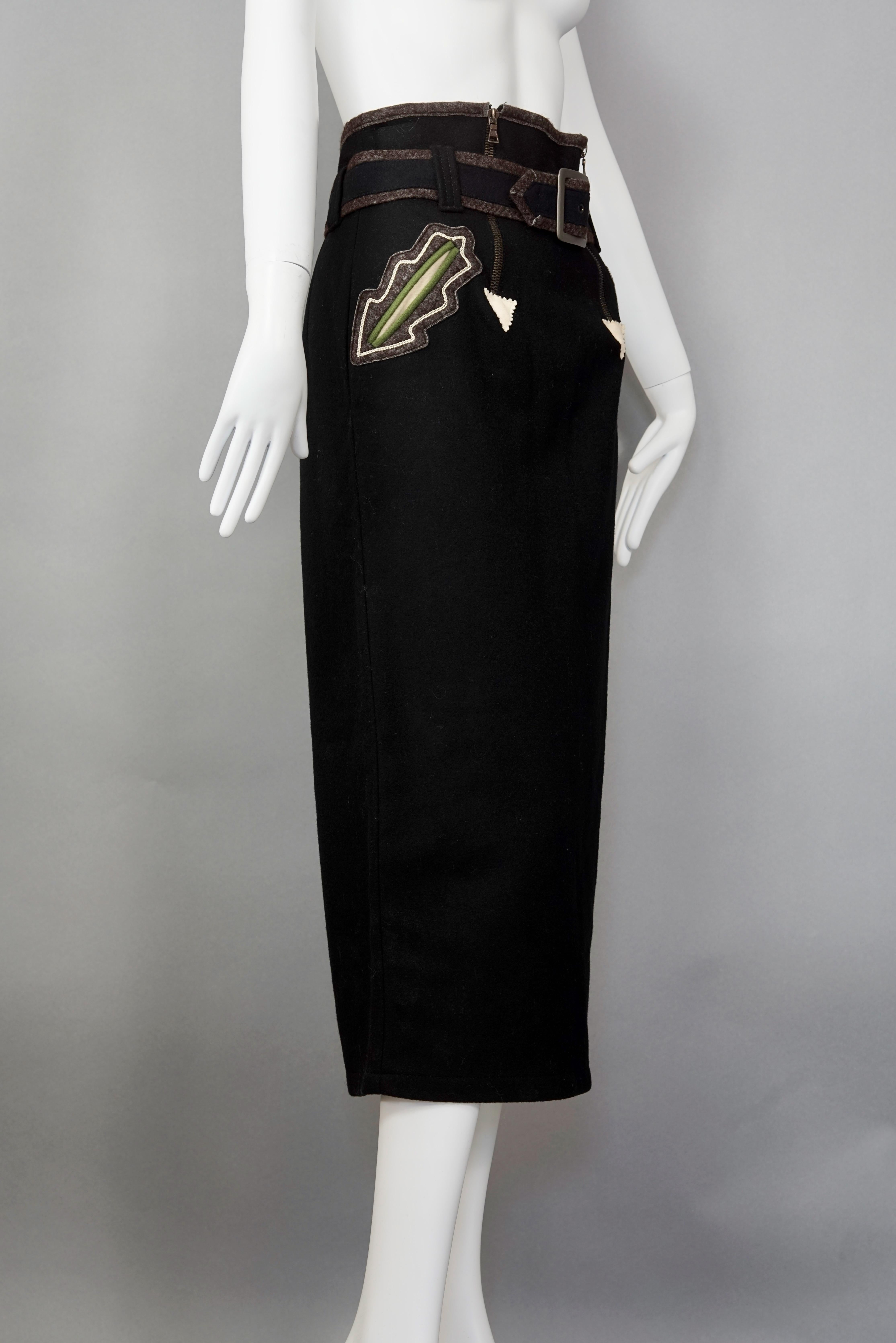 Vintage 1988 JEAN PAUL GAULTIER High Waist Belted Skirt For Sale 1