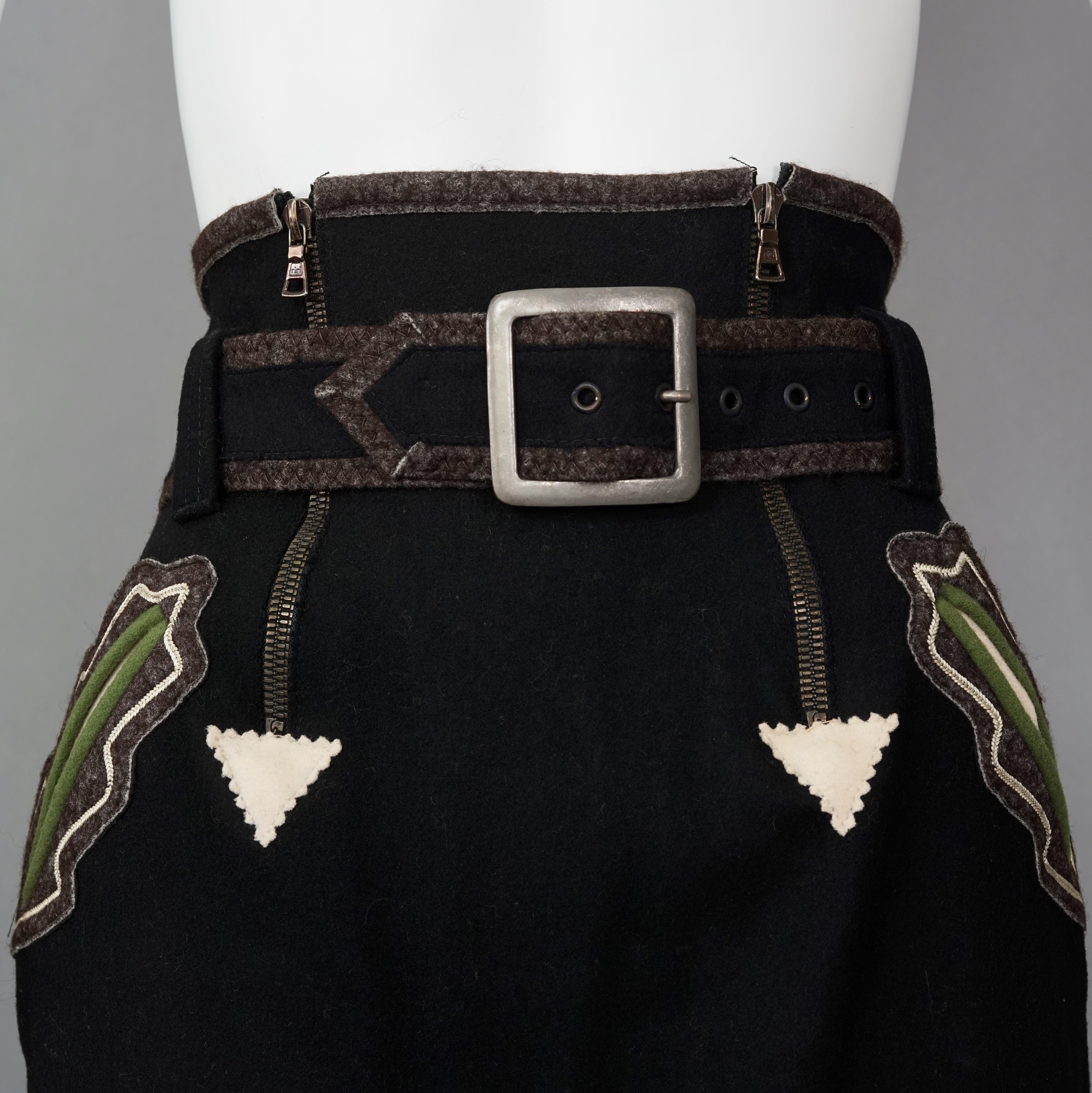 Vintage 1988 JEAN PAUL GAULTIER High Waist Belted Skirt For Sale 4