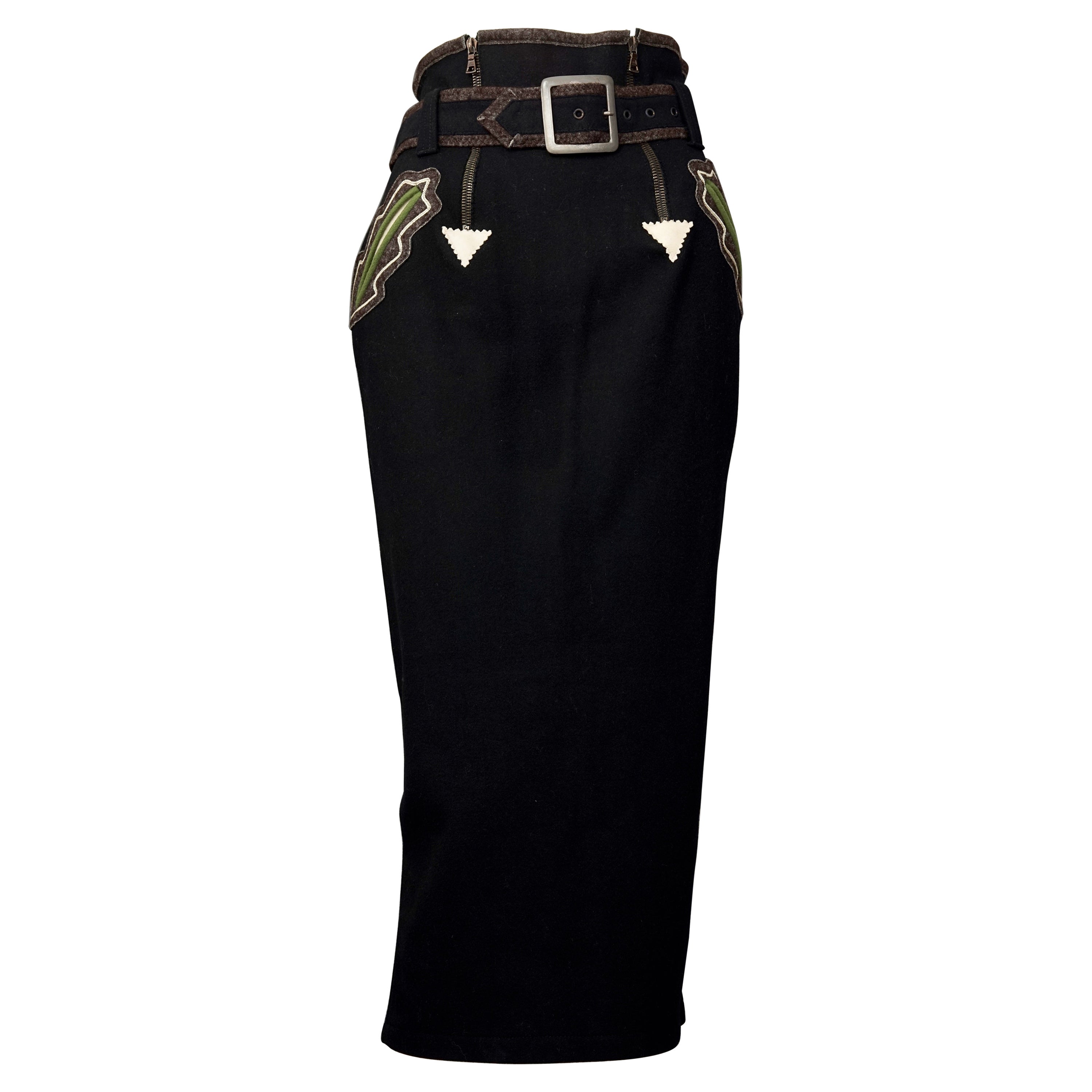 Vintage 1988 JEAN PAUL GAULTIER High Waist Belted Skirt