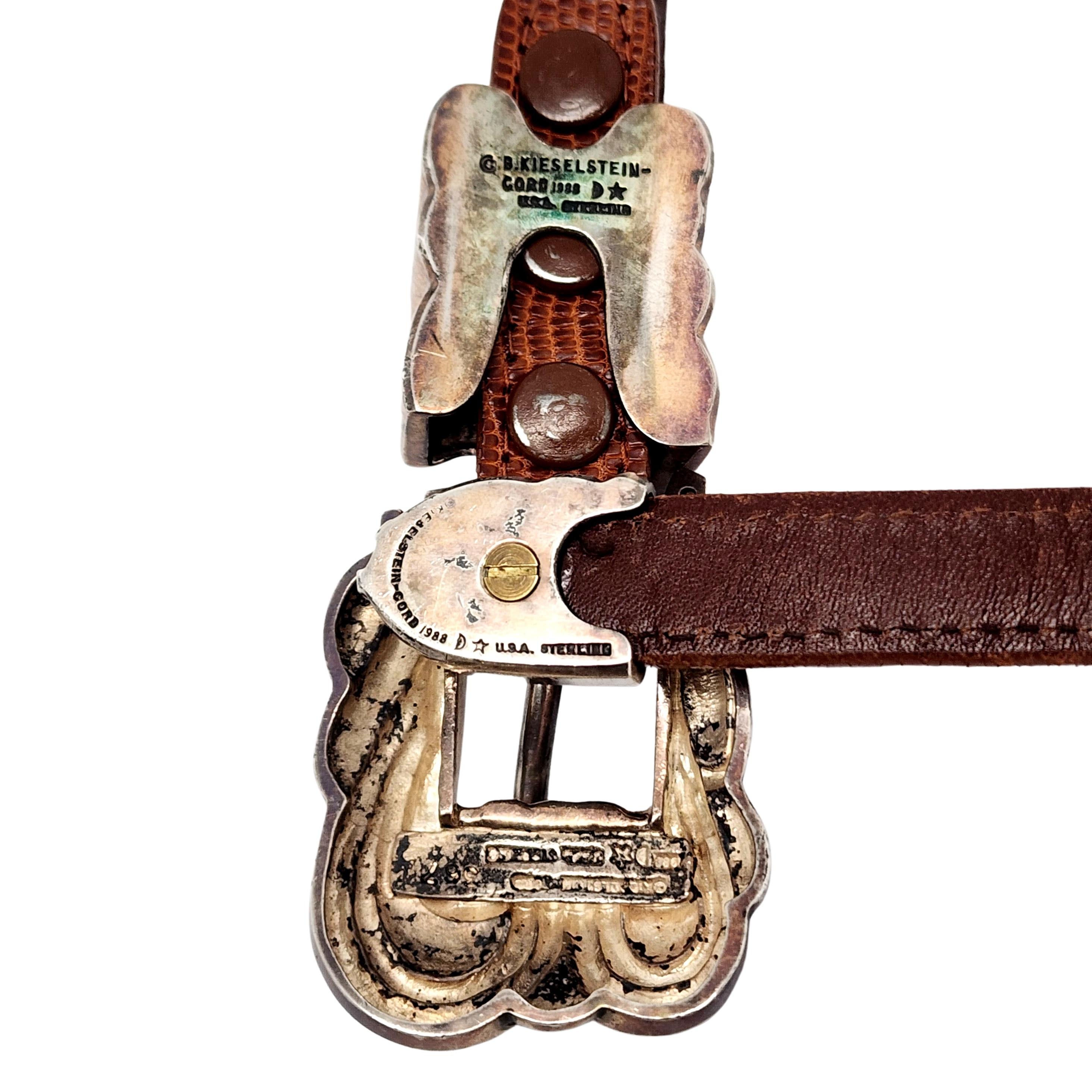 Kieselstein-Cord, boucle de ceinture vintage en argent sterling avec 2 ceintures lézard 1988 Unisexe en vente