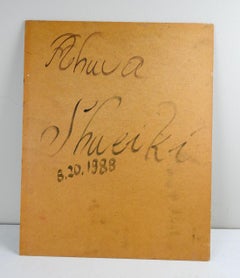 Vintage 1988 Nude Woman in Blue Portrait Painting