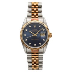 Rolex Datejust 16233 del 1988, bicolore, quadrante blu con diamanti, automatico, 36 mm