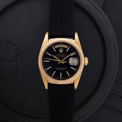 Vintage 1988 Rolex DayDate Model 18078 18 Karat Yellow Gold Black Stick Dial