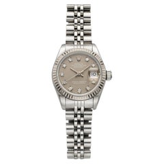 Vintage Rolex Lady Datejust 69174 aus dem Jahr 1988, Edelstahl, WG, „Ghost Diamond“-Zifferblatt, Automatikwerk, 26 mm