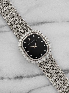 Vintage 1989 Audemars Piguet Ellipse 18K WG Black Diamond Dial Quartz 30 mm