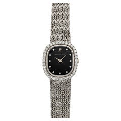 Vintage 1989 Audemars Piguet Ellipse 18K WG Black Diamond Dial Quartz 30 mm