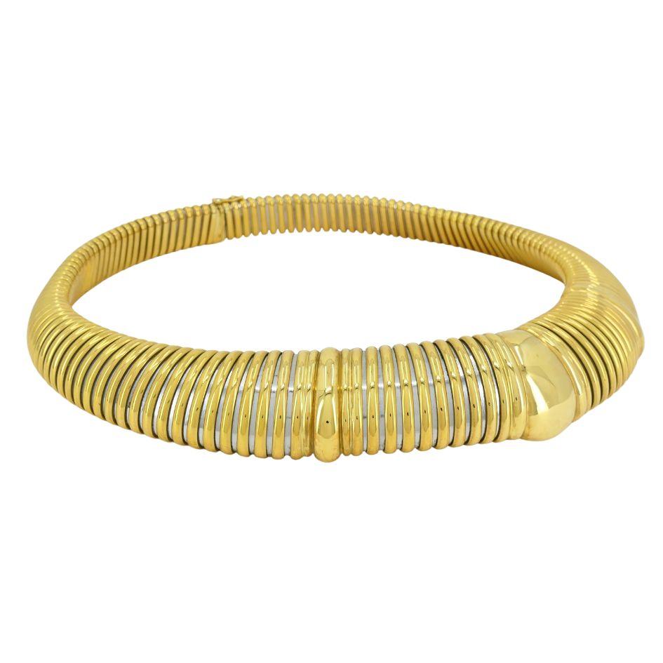 Vintage 1989 Cartier 18k Gold Steel Tubogas Collar Necklace 1