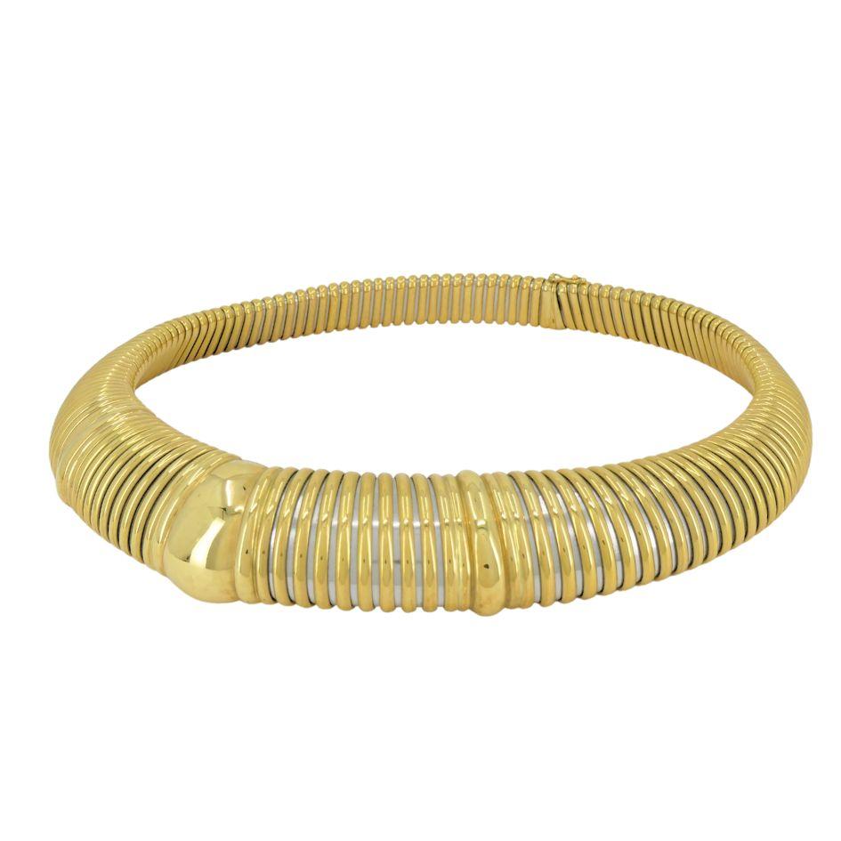 Vintage 1989 Cartier 18k Gold Steel Tubogas Collar Necklace 3