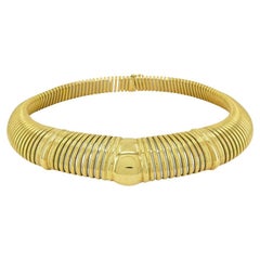 Vintage 1989 Cartier 18k Gold Steel Tubogas Collar Necklace