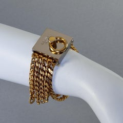 Vintage 1989 CELINE PARIS Multi Chain Two Tone Box Closure Bracelet