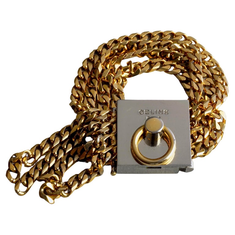 Vintage 1989 CELINE PARIS Multi Chain Two Tone Box Closure Bracelet For  Sale at 1stDibs