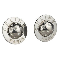 Vintage 1989 CELINE PARIS Rhinestone Planet Sphere Earrings