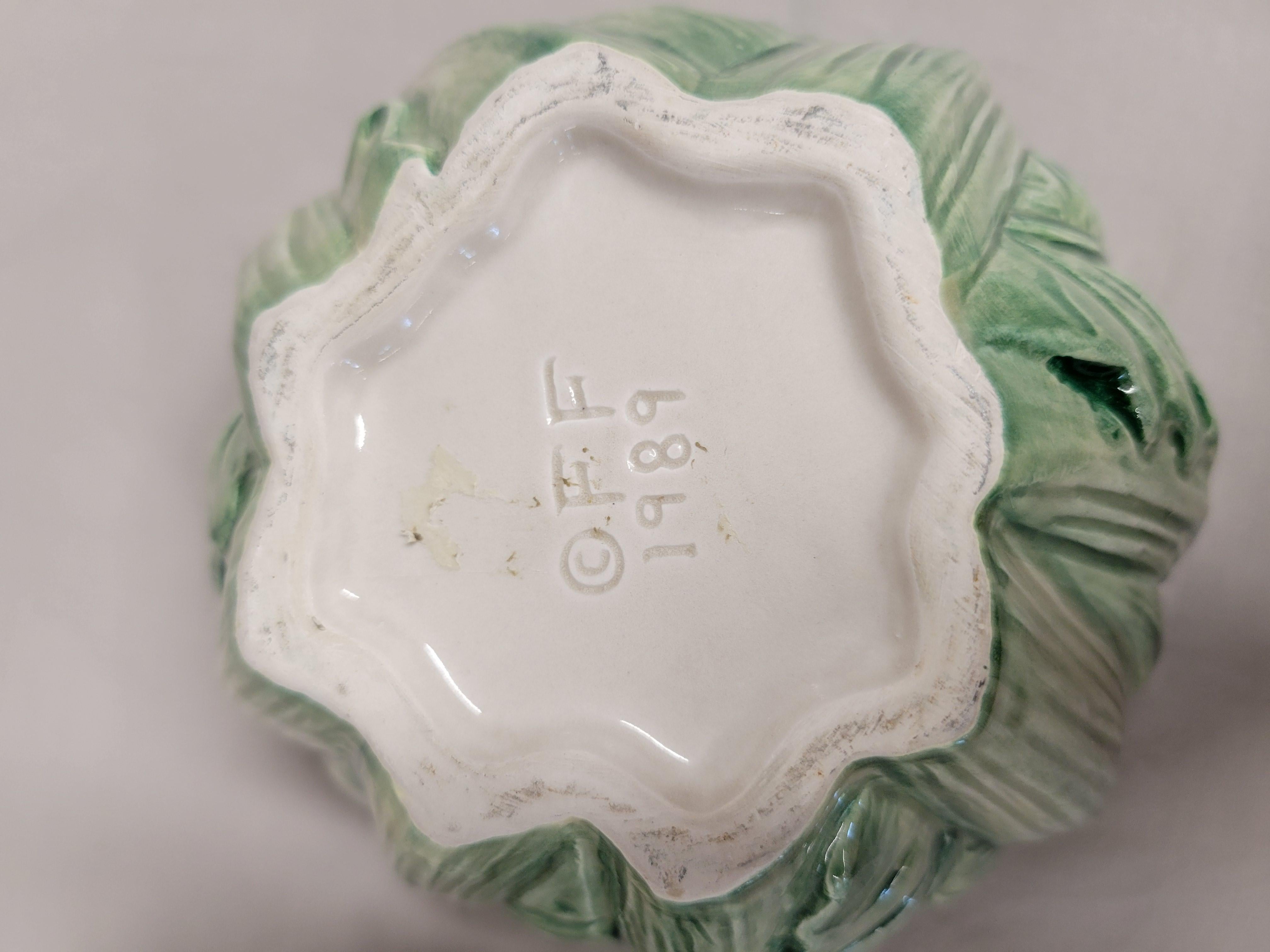Vintage 1989 Fitz and Floyd Plat à couvercle en forme de chou-fleur en vente 1