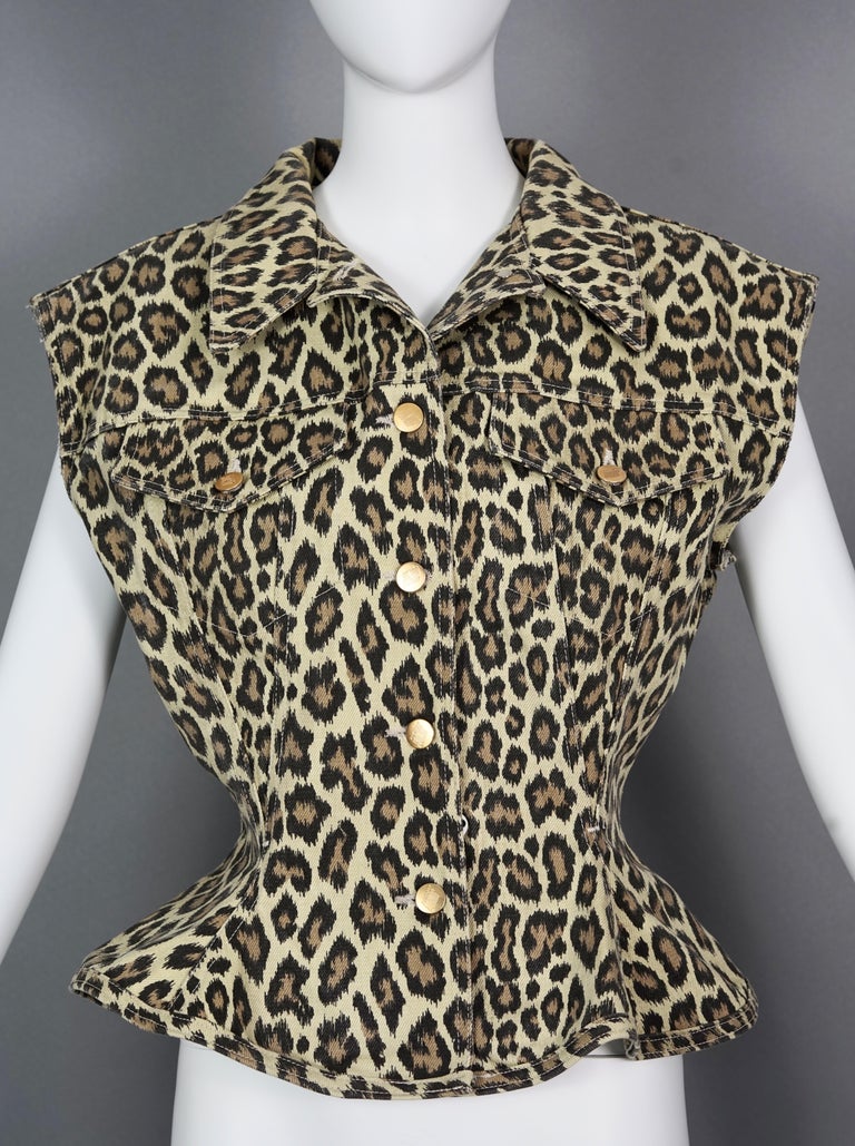 Vintage 1989 JEAN PAUL GAULTIER Leopard Print Corset Flare Vest Jacket

Measurements taken laid flat, please double bust and waist:
Shoulder: 19.29 inches (49 cm)
Bust: 19.68 inches (50 cm)
Waist: 30 inches (14.17 cm)
Length: 22.04 inches (56 cm)