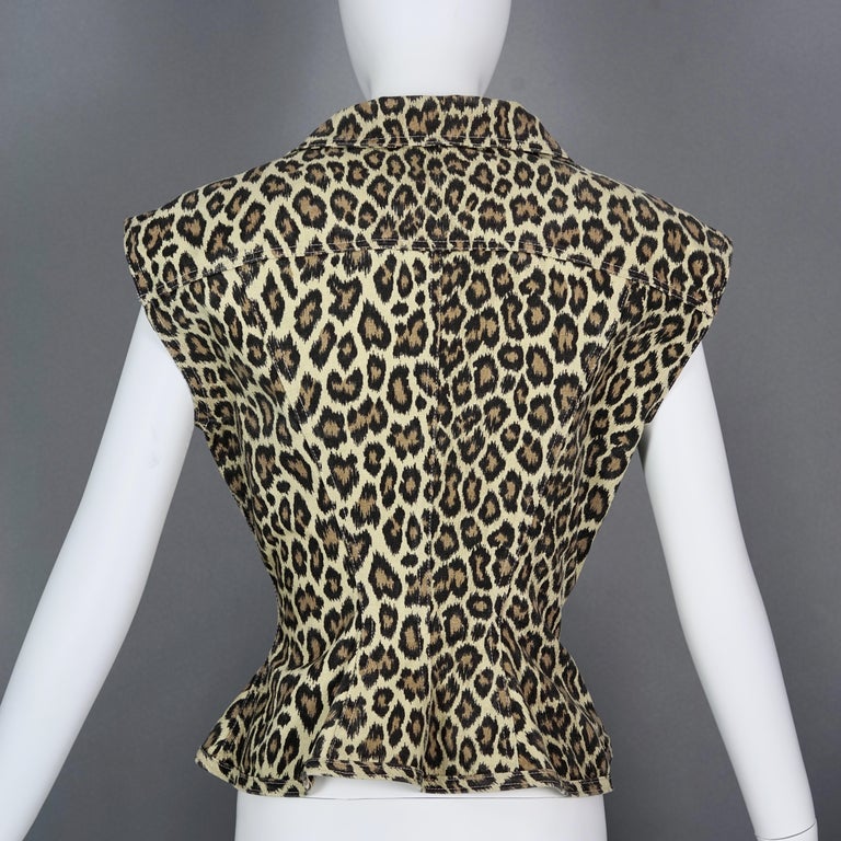 Women's or Men's Vintage 1989 JEAN PAUL GAULTIER Leopard Print Corset Flare Vest Jacket For Sale