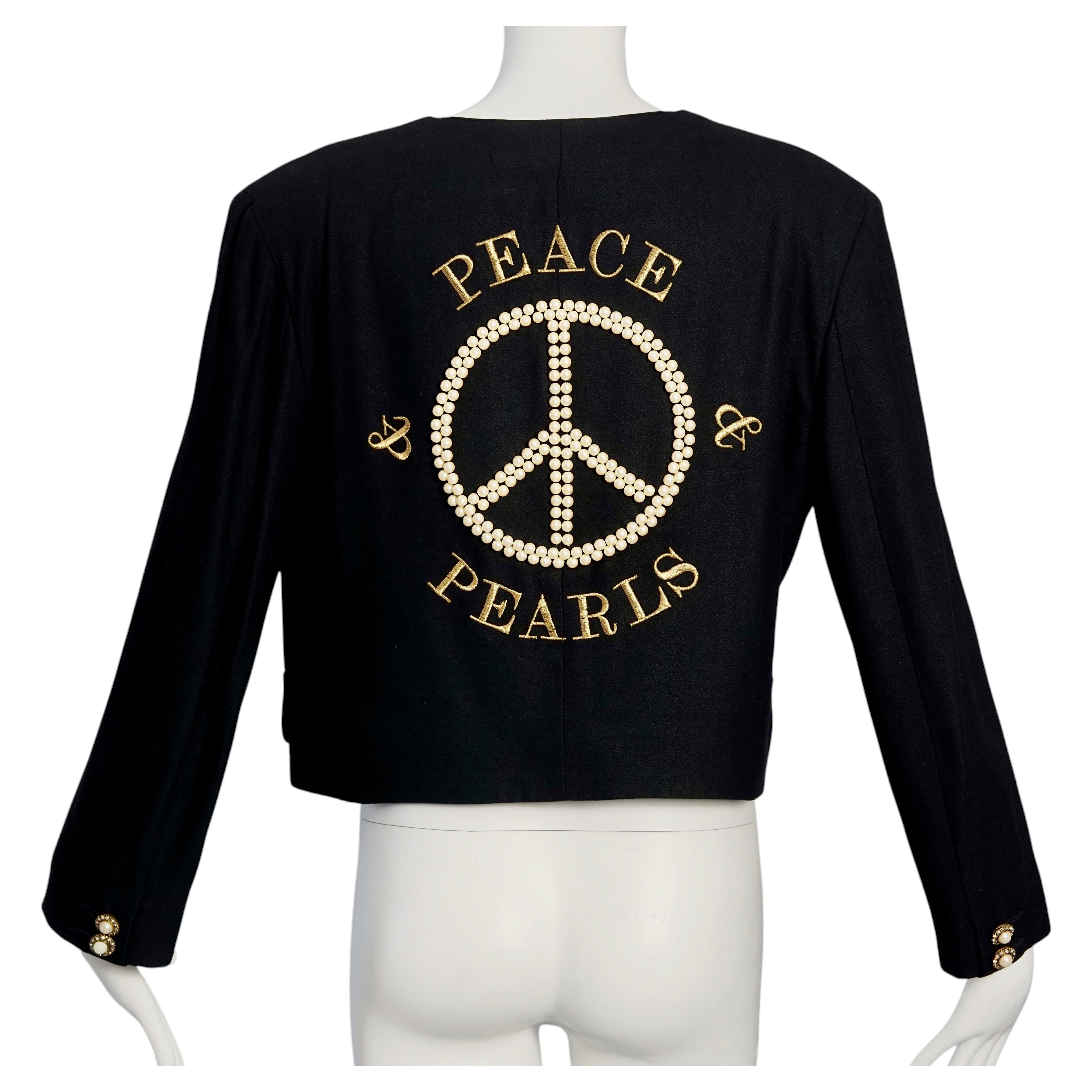Vintage 1989 MOSCHINO COUTURE "Peace & Pearls" Blazer Jacket