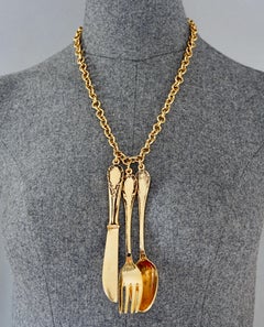 Vintage 1989 MOSCHINO Dinner Cutlery Pendant Necklace