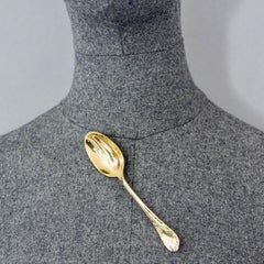 Vintage 1989 MOSCHINO Dinner Gold Tone Löffel Brosche
