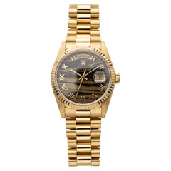 Vintage 1989 Rolex Day-Date 36 18K YG 18238 Auto Obsidian Stone Dial 36mm