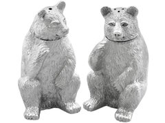 Vintage 1989 Sterling Silver Novelty Bear Condiment Set