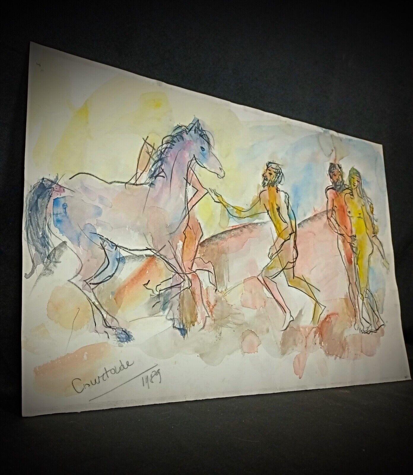 This vintage 1989 watercolor drawing by Jacques Courtade, titled 