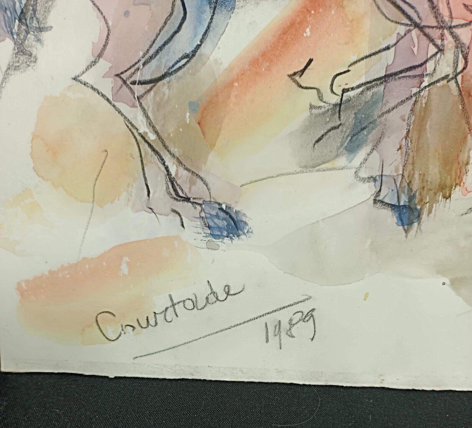 Vintage 1989 Watercolor Drawing by Jacques Courtade, 