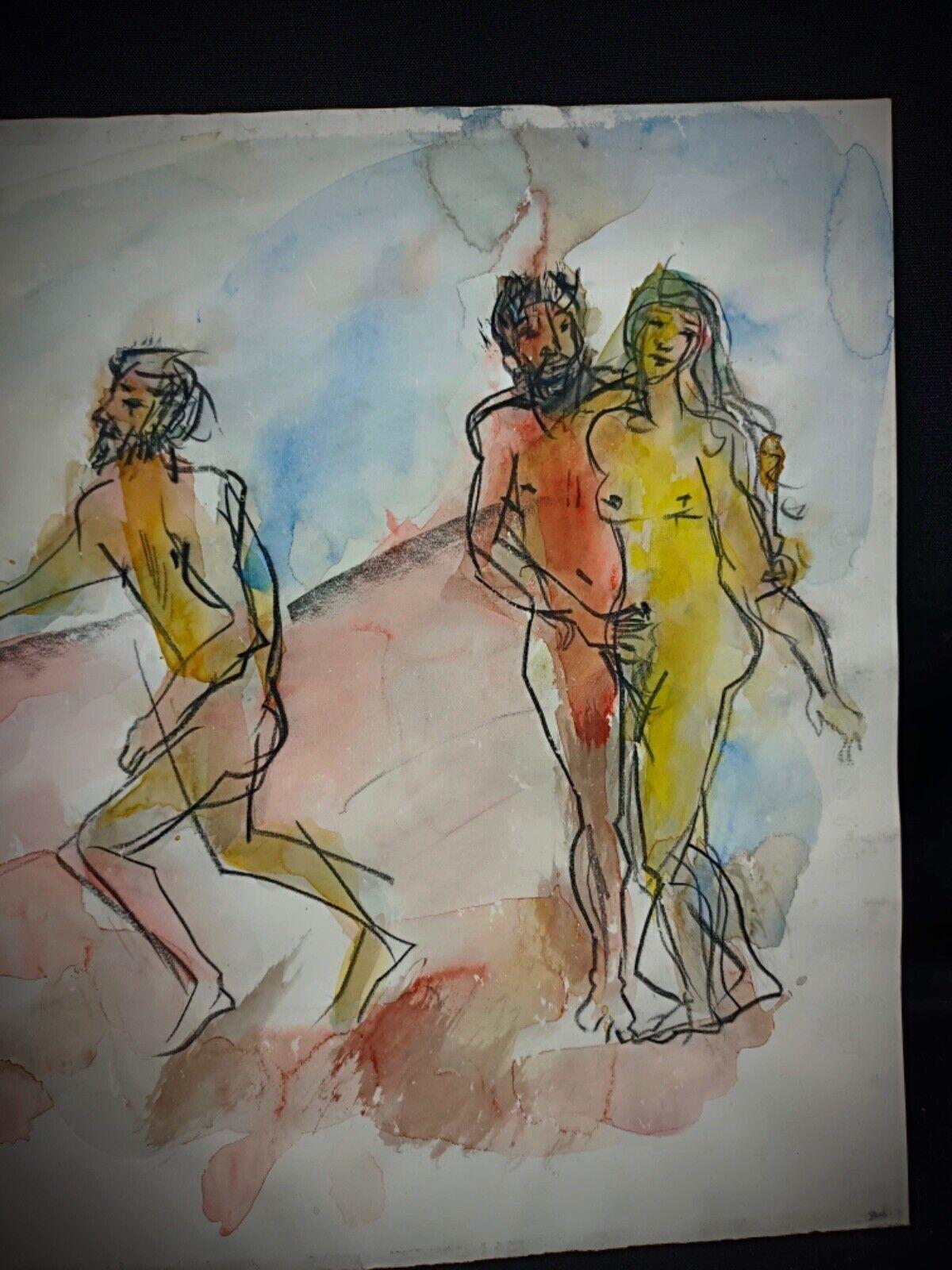 Late 20th Century Vintage 1989 Watercolor Drawing by Jacques Courtade, 