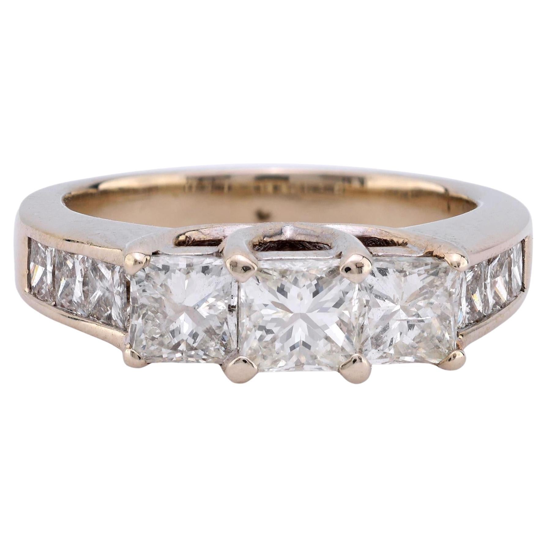 Vintage 1.99 carat total weight diamond 14k white gold ring